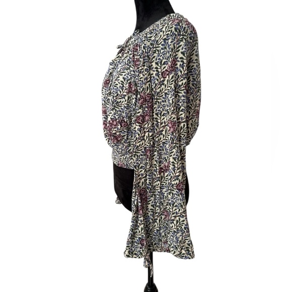 Lucky Brand Floral Peasant Blouse w/ Bell Sleeves Boho Chic CottageCore Top sz L - Picture 3 of 12